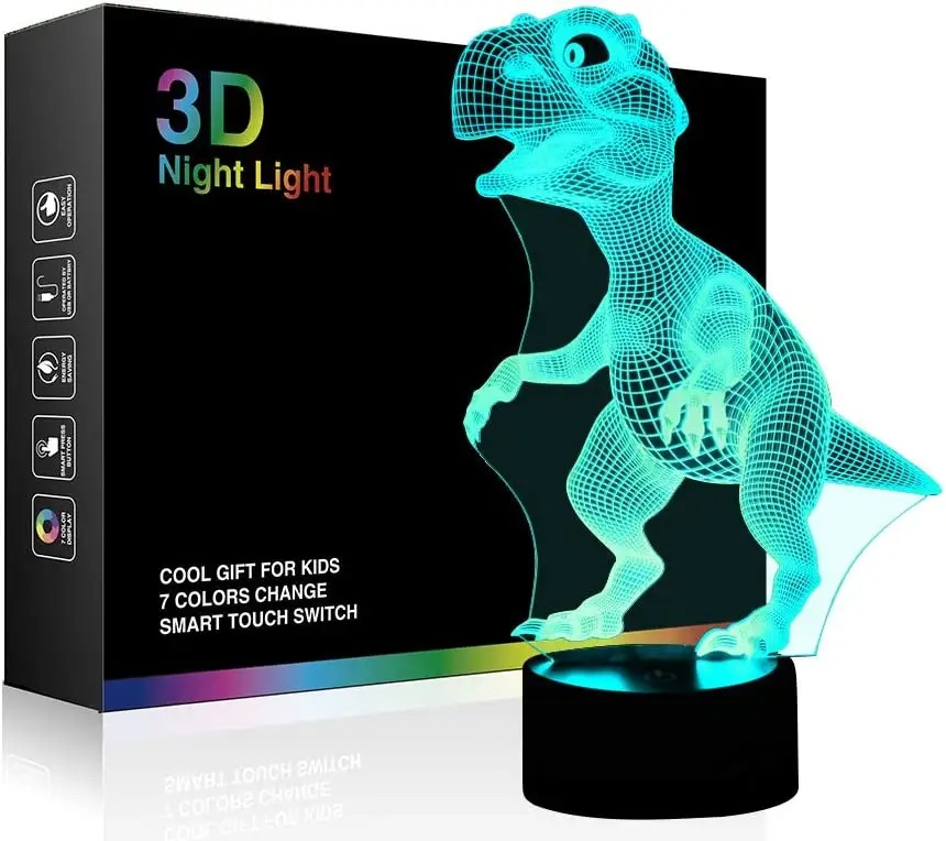 3D LED Lampa Dinosaurus